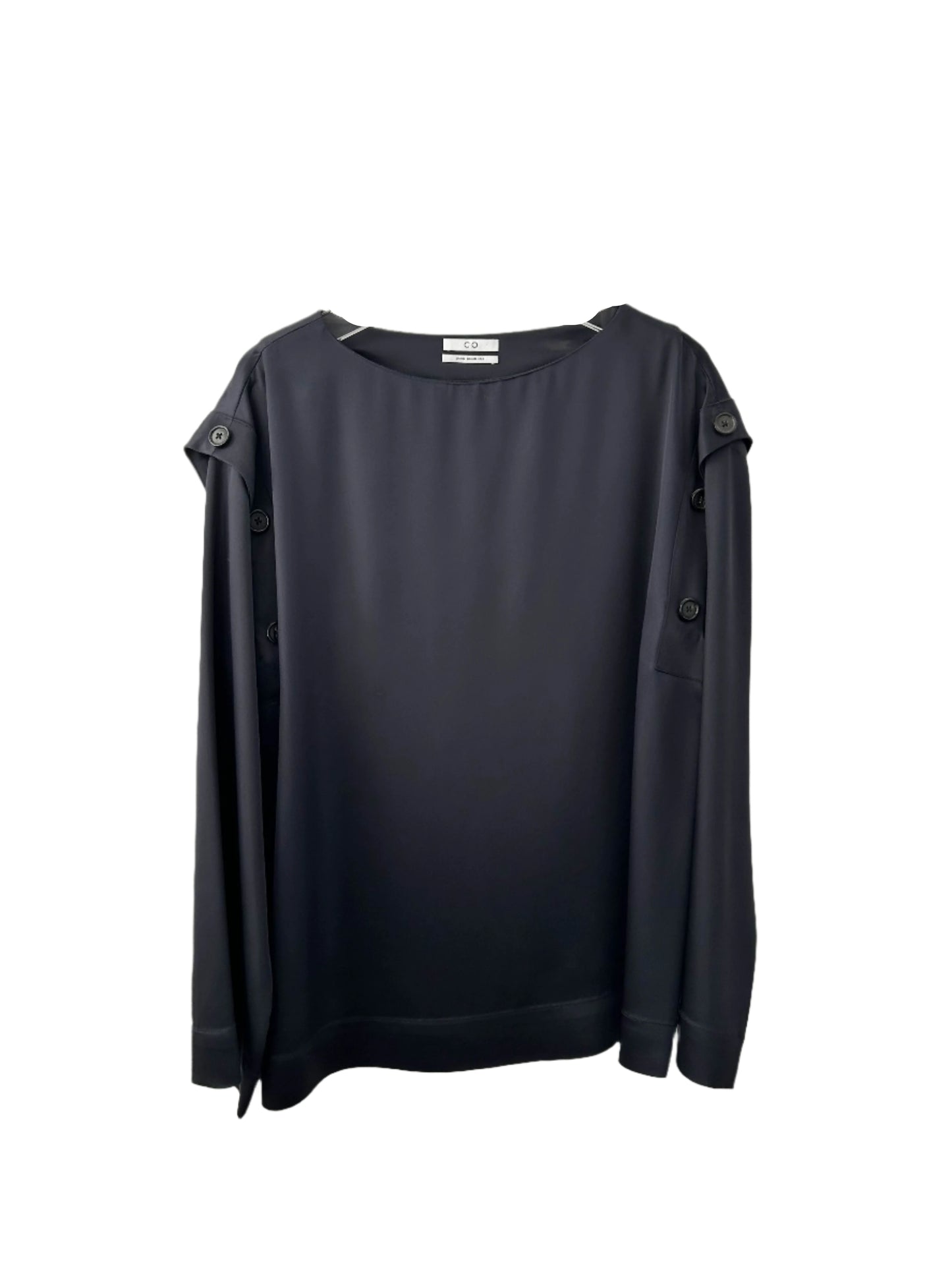 Minimalist Button-Detail Long Sleeve Blouse