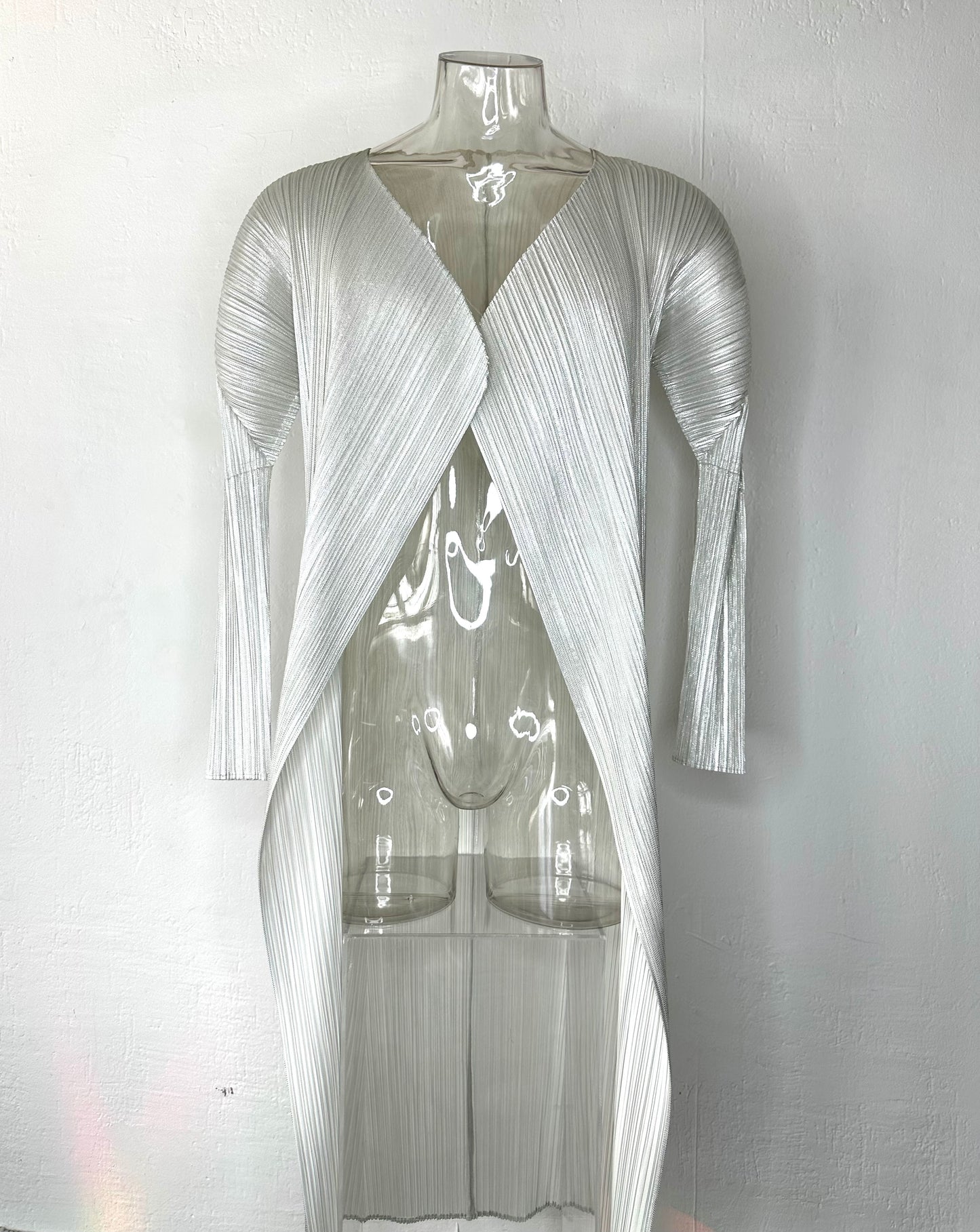 Pleats Please Issey Miyake Silver Cardigan